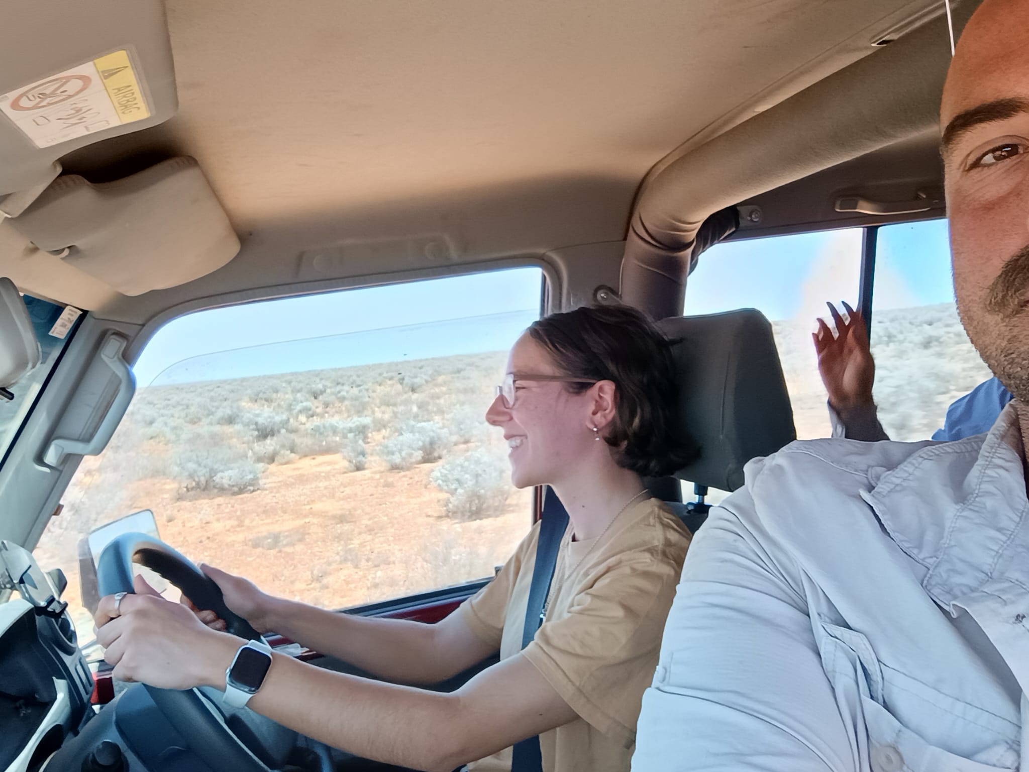 Sophie tackling the 4WD track out of the Nullarbor.